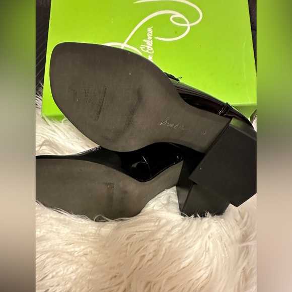 Sam Edelman Black Patent Chunky 3 inch Heel Loafers, Size 6 Quincy - Picture 3 of 8